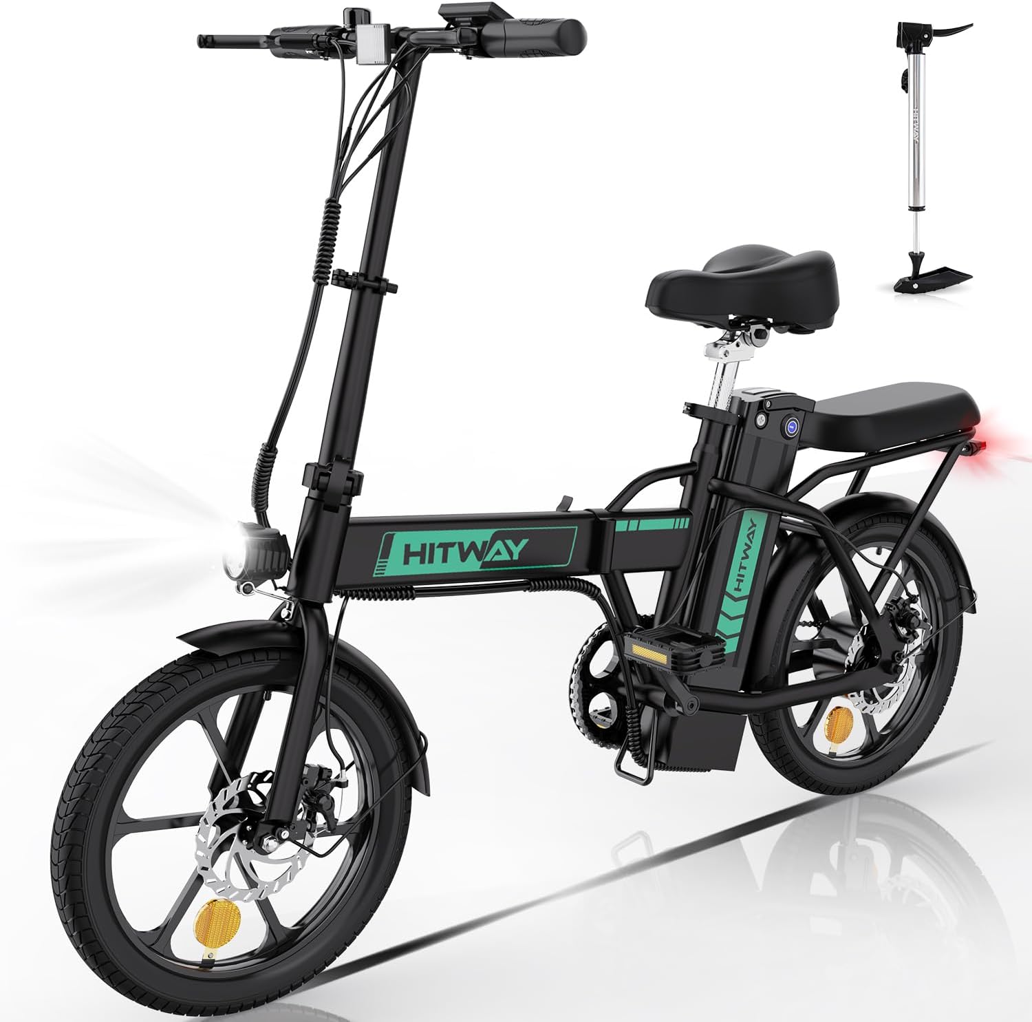 HITWAY Electric Bike E-Bike 10Ah Battery Foldable City Bikes, Range 35-70KM, 250W/36V/8.4Ah Battery