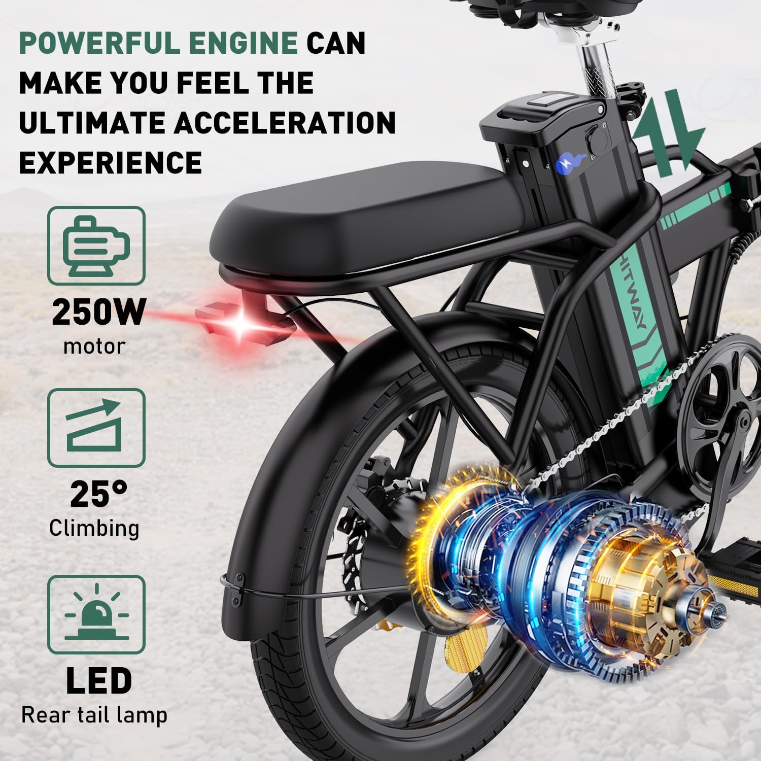 HITWAY Electric Bike E-Bike 10Ah Battery Foldable City Bikes, Range 35-70KM, 250W/36V/8.4Ah Battery