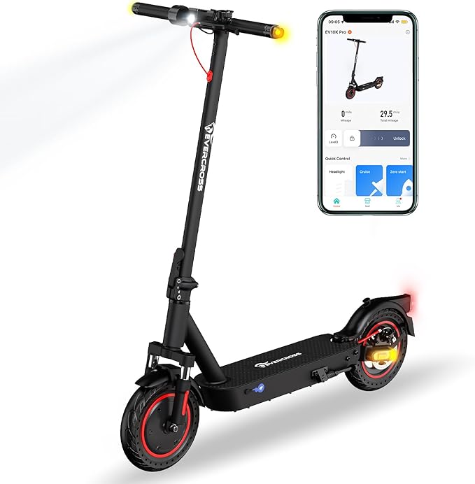 EVERCROSS EV10K PRO Electric 10'' Foldable 500W Electric Scooter Adults, E-Scooter with Battery 410WH, 3 Speed Modes, LED Display, Dual shock absorbers